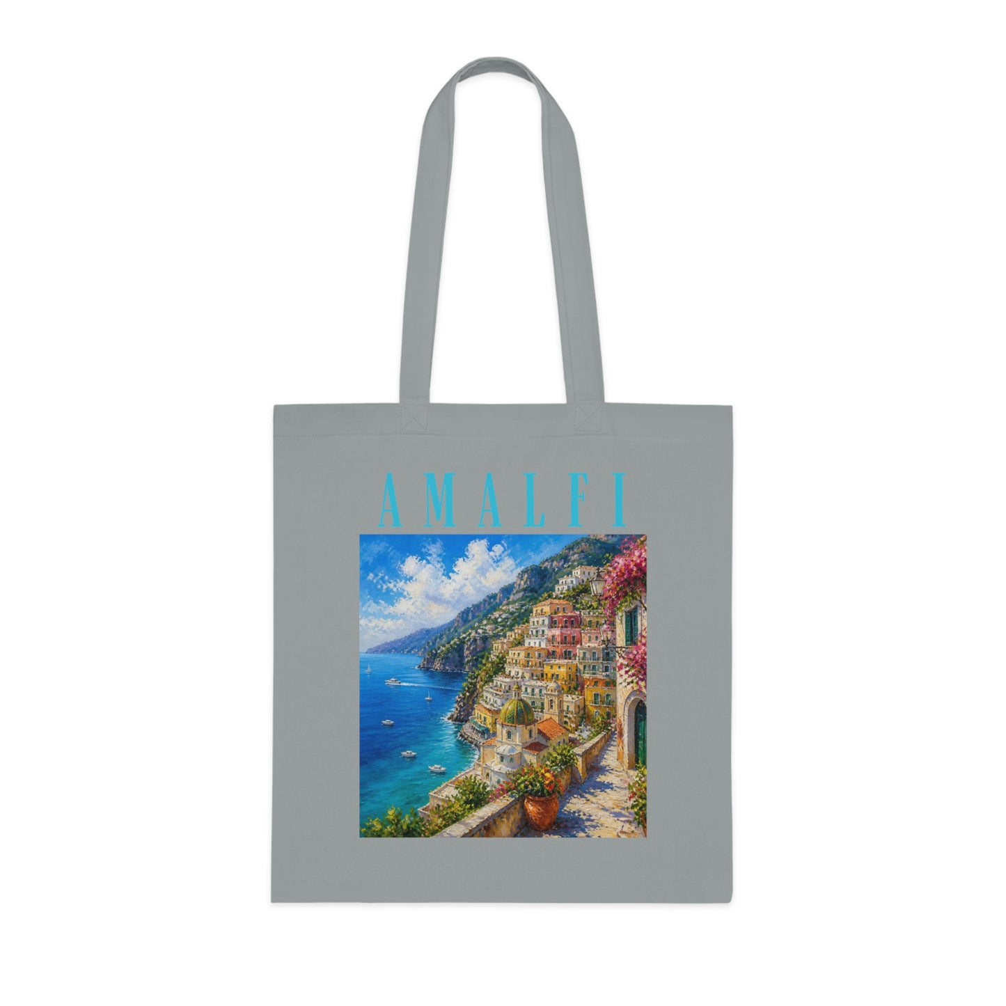 Amalfi Coast Cotton Tote Bag — Scenic Italy Travel Beach Market Tote