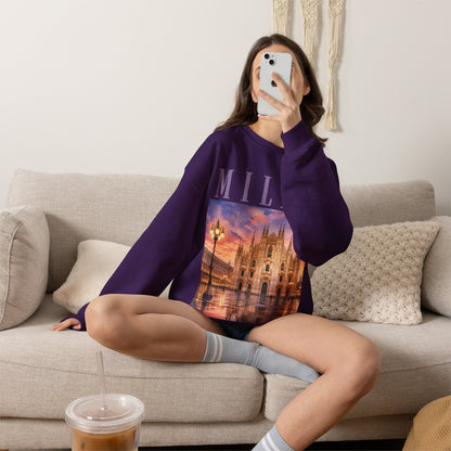Milan Cathedral Crewneck Sweatshirt – Vintage Travel Cityscape