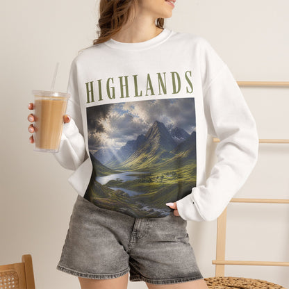 Highlands Scenic Crewneck Sweatshirt — Mountain Landscape Pullover