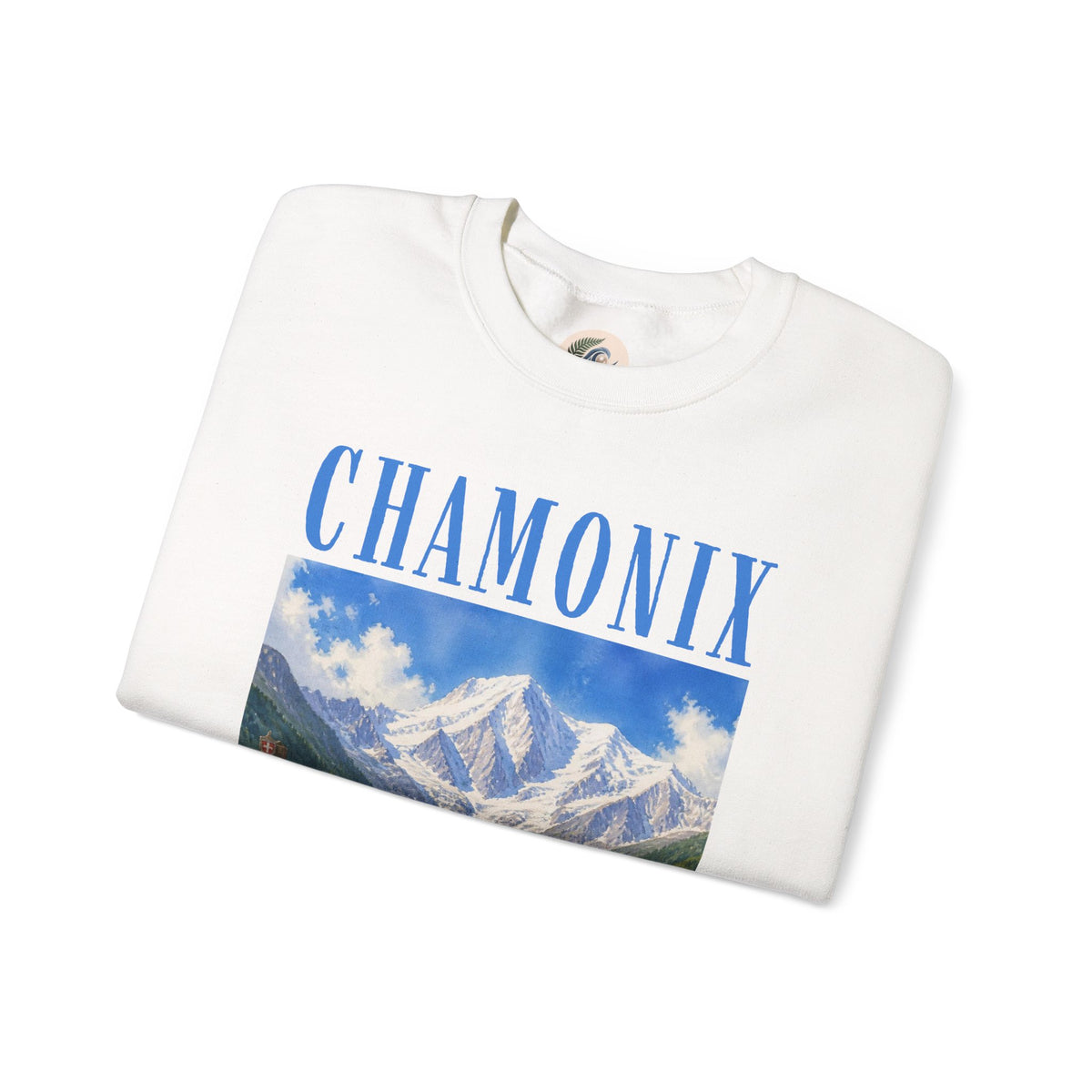 Chamonix Mountain Crewneck Sweatshirt — Alpine Scenic Graphic