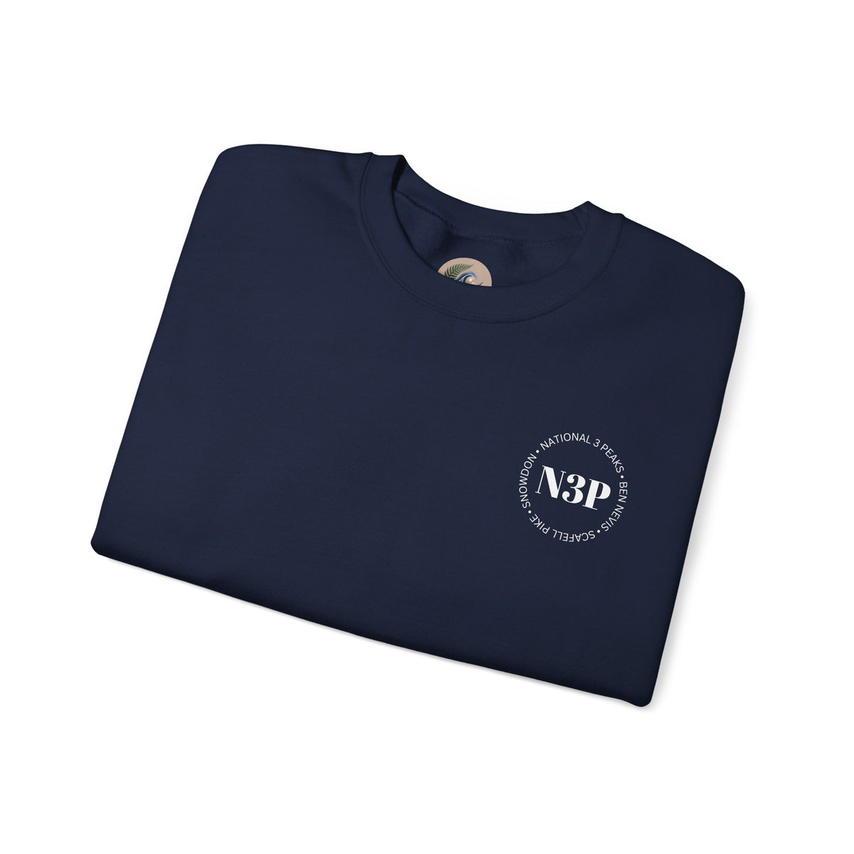 Minimal 'N3P' National 3 Peaks Logo Crewneck Sweatshirt – Small Chest Emblem, Casual Everyday Pullover