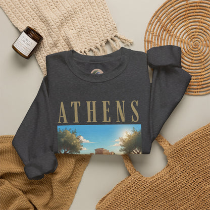 Athens Scenic Crewneck Sweatshirt — Vintage Greece Travel Pullover